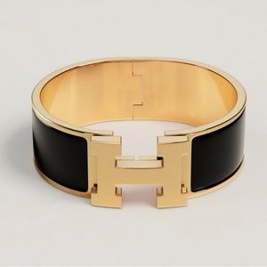 Black Hermes Clic Clac H Bracelet - Wide BLACK